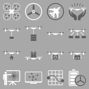 Drone shipment icon set Stock Illustration