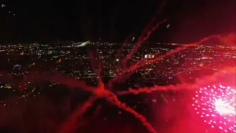 Drone shoot aerial view of firework at Diwali night. Stock Footage 212658850