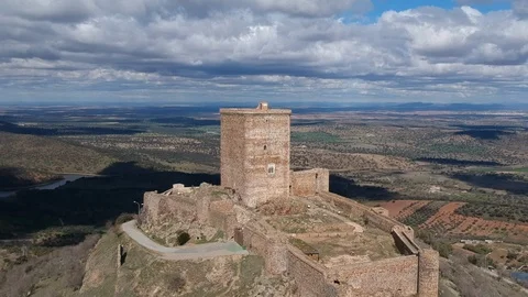 Drone shoot Castillo de feria, Castle of Feria Stock Footage 91996285