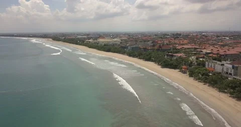 DRONE SHOOT OF EMPTY KUTA BEACH DURING COVID LOCKDOWN Video stock 136666025