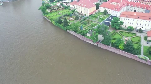 Drone shoot,  View, River, Wroclaw, Poland, Stock Footage 135238615