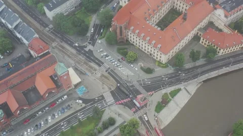 Drone shoot,  View, River, Wroclaw, Poland, Video stock 135238712