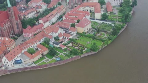 Drone shoot,  View, River, Wroclaw, Poland, Video stock 135238866