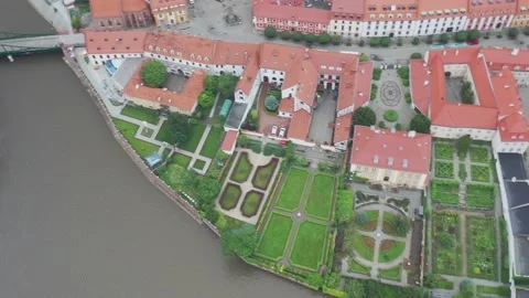 Drone shoot,  View, River, Wroclaw, Poland, Video stock 135238923