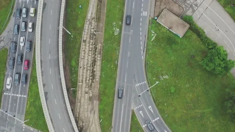 Drone shoot, View, Road, Road with cars, Wroclaw, Poland Video stock 135239297