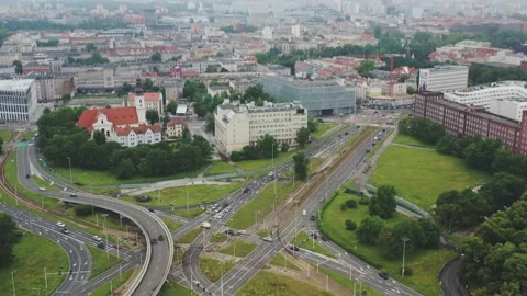 Drone shoot, View, Road, Road with cars, Wroclaw, Poland Video stock 135239314