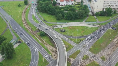 Drone shoot, View, Road, Road with cars, Wroclaw, Poland Video stock 135239321