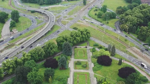 Drone shoot, View, Road, Road with cars, Wroclaw, Poland Video stock 135239324