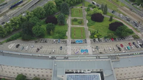 Drone shoot, View, Road, Road with cars, Wroclaw, Poland Stock Footage 135239340