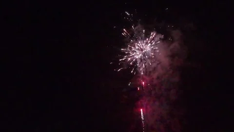 Drone shooting fireworks explosion Stock Footage 312431602