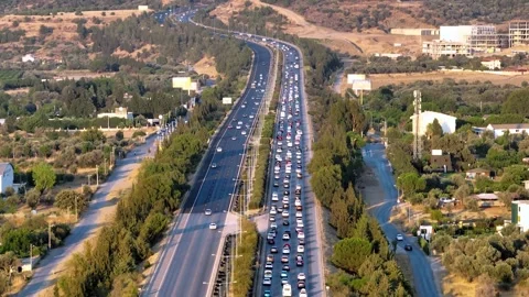 Drone shooting on the highway Stock Footage 314326690