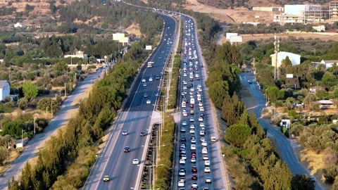 Drone shooting on the highway Stock Footage 314326764