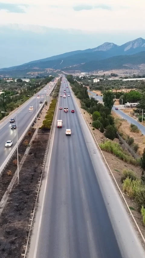 Drone shooting on the highway Stock Footage 314651606
