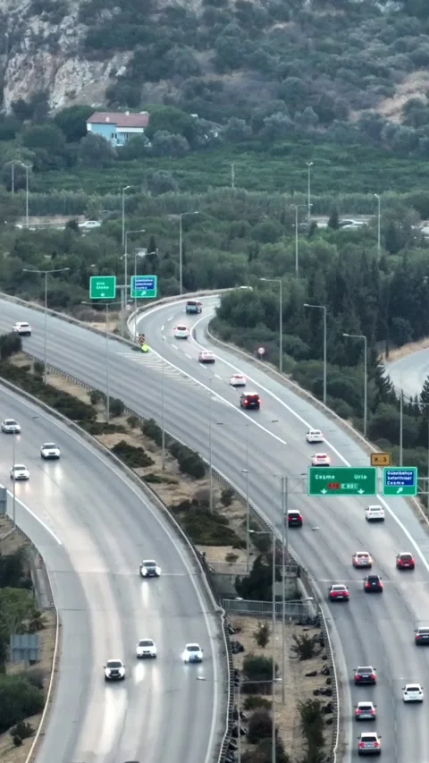 Drone shooting on the highway Stock Footage 314651682