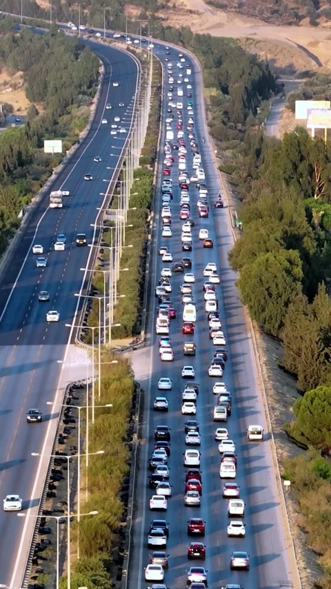 Drone shooting on the highway Stock Footage 314653186