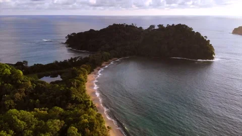 Drone shooting at sunset of Antonio Manuel National Park. Costa Rica Stock Footage 232309893