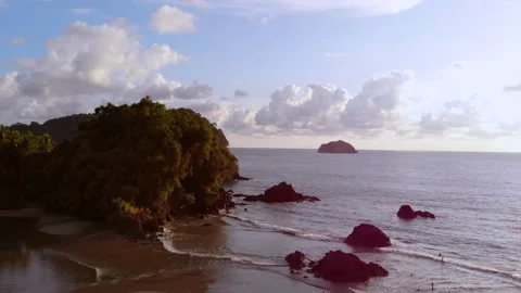 Drone shooting at sunset of Antonio Manuel National Park. Costa Rica Stock Footage 232309910