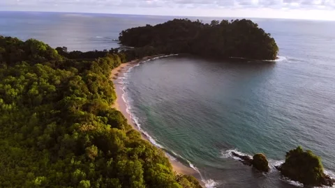 Drone shooting at sunset of Antonio Manuel National Park. Costa Rica Stock Footage 232309987