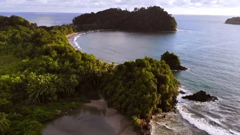 Drone shooting at sunset of Antonio Manuel National Park. Costa Rica Video stock 232310102