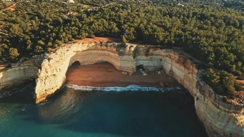 Drone shoots cliffs on the wild coasts of Algarve Stock Footage 203594794