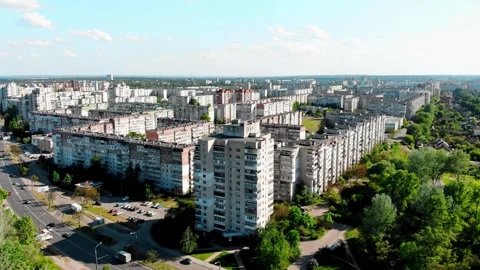 Drone shot of the 10th microdistrict in Sumy, Ukraine Видео 331873268