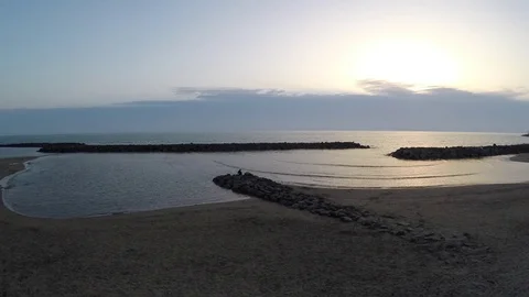 Drone shot 4K, aerial view on sea sunset in Rome, Italy 스톡 동영상 74240786