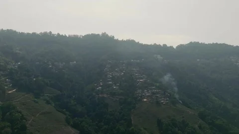Drone shot 4k. Aerial view of the clear day in Pelling, Sikkim. Stock Footage 341923477