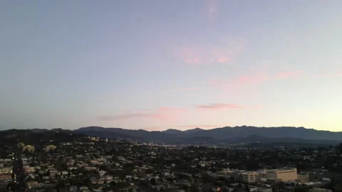 Drone Shot 60fps - Sunrise over Mountains in East Los Angeles, Push-In Stock Footage 146335348