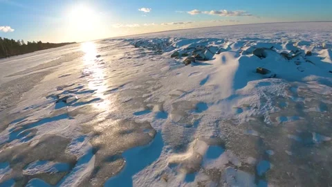 Drone shot above ice Stock Footage 255626439