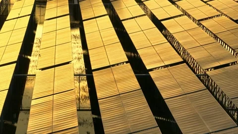 Drone shot above solar panel arrays. Video stock 320594114