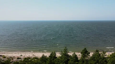 Drone Shot Above Trees Of Empty Beach With A Sea View In Summer Stock Footage 238663706