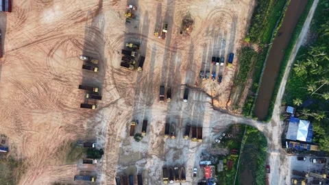 Drone shot of active construction site Stock Footage 341720469