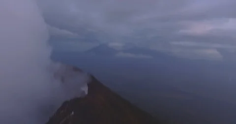 Drone Shot of Active Volcano in DRC Africa Ash Smoke Virunga Stock Footage 109129334