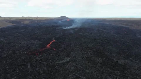 Drone shot of active volcano in Iceland, Litli-Hrutur Stock Footage 318726896