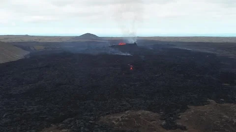 Drone shot of active volcano in Iceland, Litli-Hrutur Stock Footage 318726897