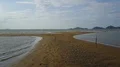Drone shot aerial coastline beach deep flight land to sea in Flores - Indonesia 4k or 4k+ Resolution