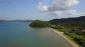 Drone shot aerial coastline beach and hills landscape of Flores - Indonesia 4k or 4k+ Resolution