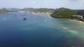 Drone shot aerial coastline beach hills harbor landscape of Flores - Indonesia 4k or 4k+ Resolution