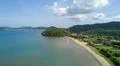 Drone shot aerial coastline beach and hills landscape of Flores - Indonesia Photo