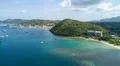 Drone shot aerial coastline beach and hills landscape of Flores - Indonesia Photo