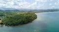 Drone shot aerial coastline beach and hills landscape of Flores - Indonesia Photo