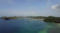 Drone shot aerial coastline hills and village landscape of Flores - Indonesia 4k or 4k+ Resolution