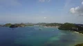 Drone shot aerial coastline hills and village landscape of Flores - Indonesia 4k or 4k+ Resolution