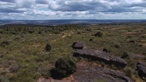 Drone shot aerial view cloudy hills tracks Stock Footage 159512055
