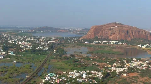 Drone shot aerial view top angle 4k video mountain India Madurai TPK 02 Stock Footage 137146686