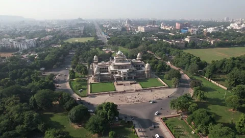 Drone shot of Albert Hall Museum a famous tourist spot in Jaipur Rajasthan  Stock Footage 219592453