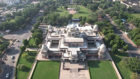 Drone shot of Albert Hall Museum a famous tourist spot in Jaipur Rajasthan  Stock Footage 219592853