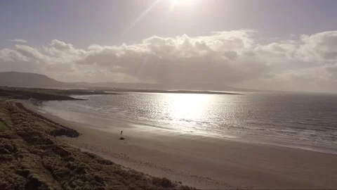 Drone shot along Irish Beach. Stock Footage 201613281