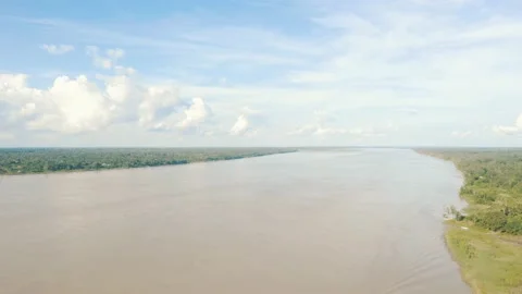 Drone shot of Amazon River in Amazonia Peru 4K Stock Footage 197102521