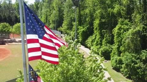 Drone shot of American flag Stock Footage 278930555